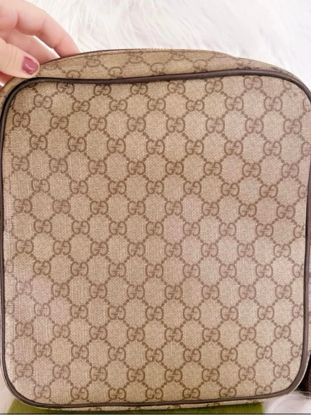 Gucci Beige/Brown GG Canvas Crossbody Messenger Bag